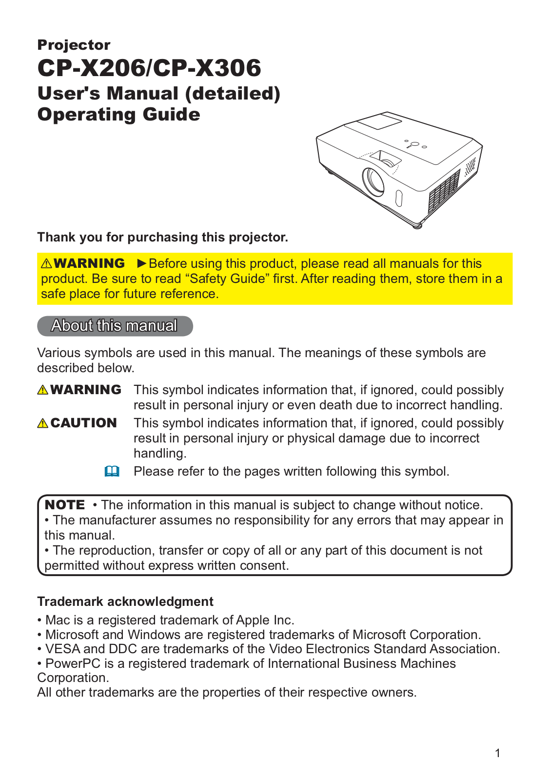 Hitachi CP-X306WF User Manual