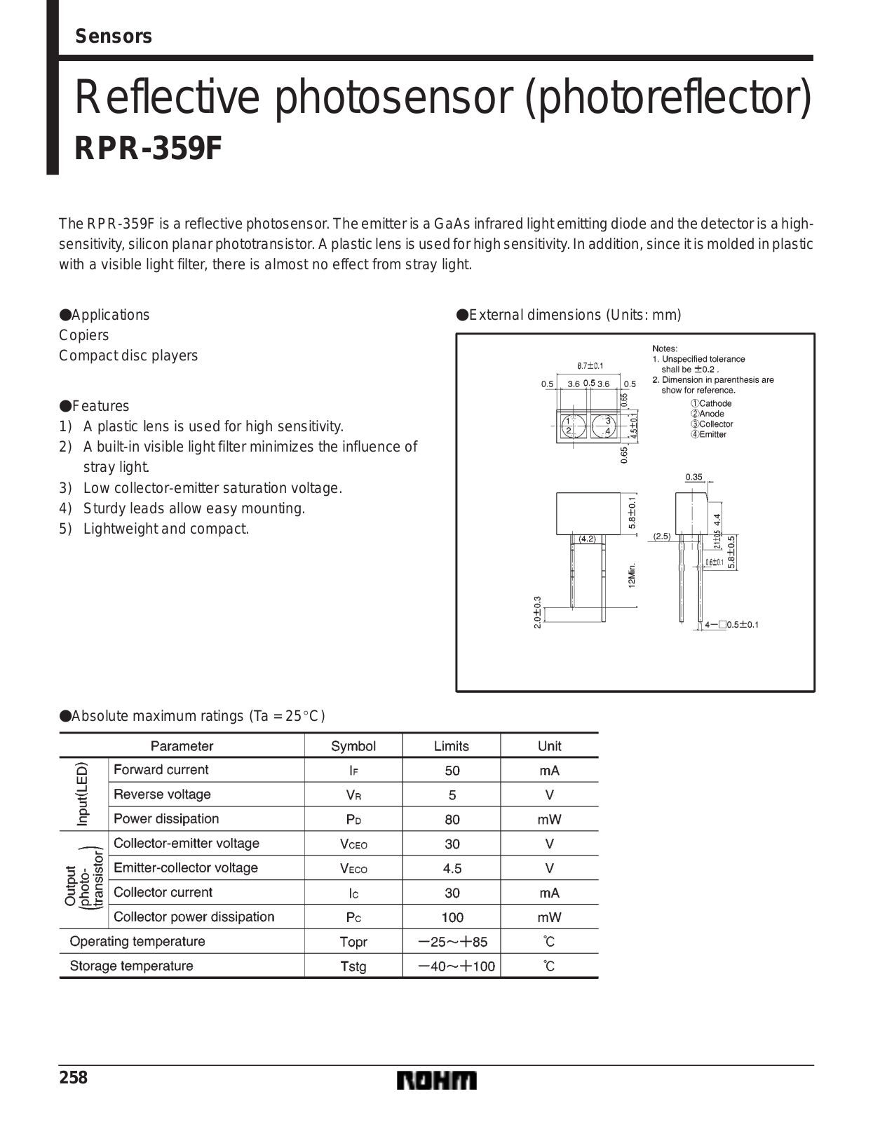 ROHM RPR-359F Datasheet