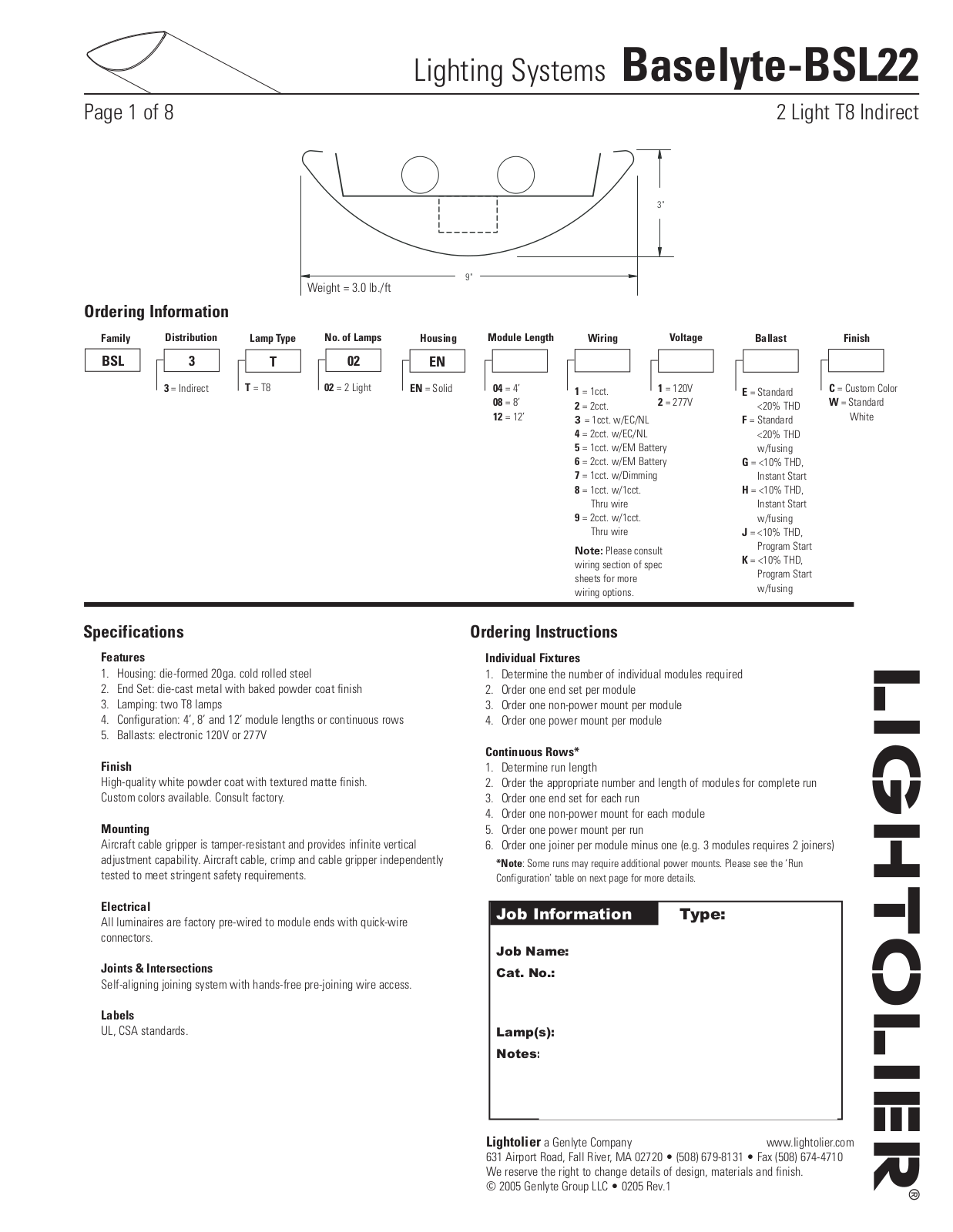 Lightolier BSL22 User Manual