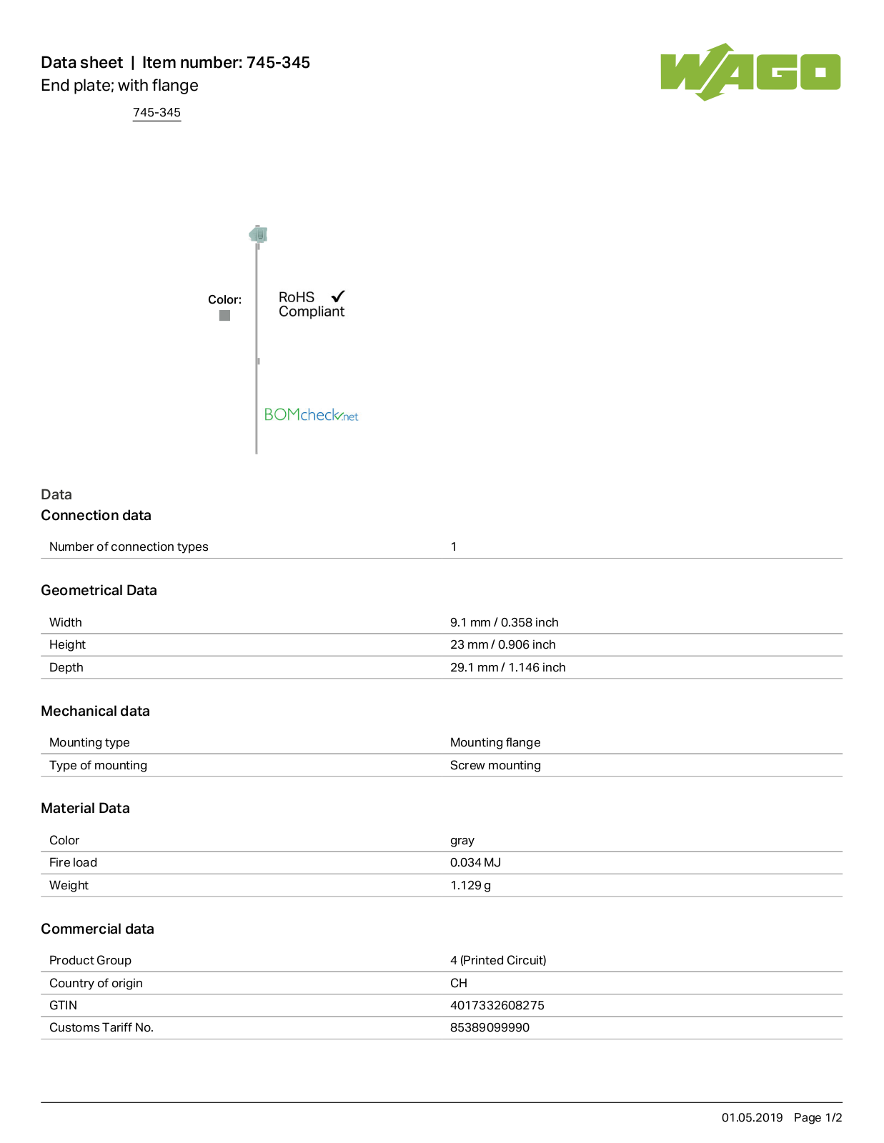 Wago 745-345 Data Sheet