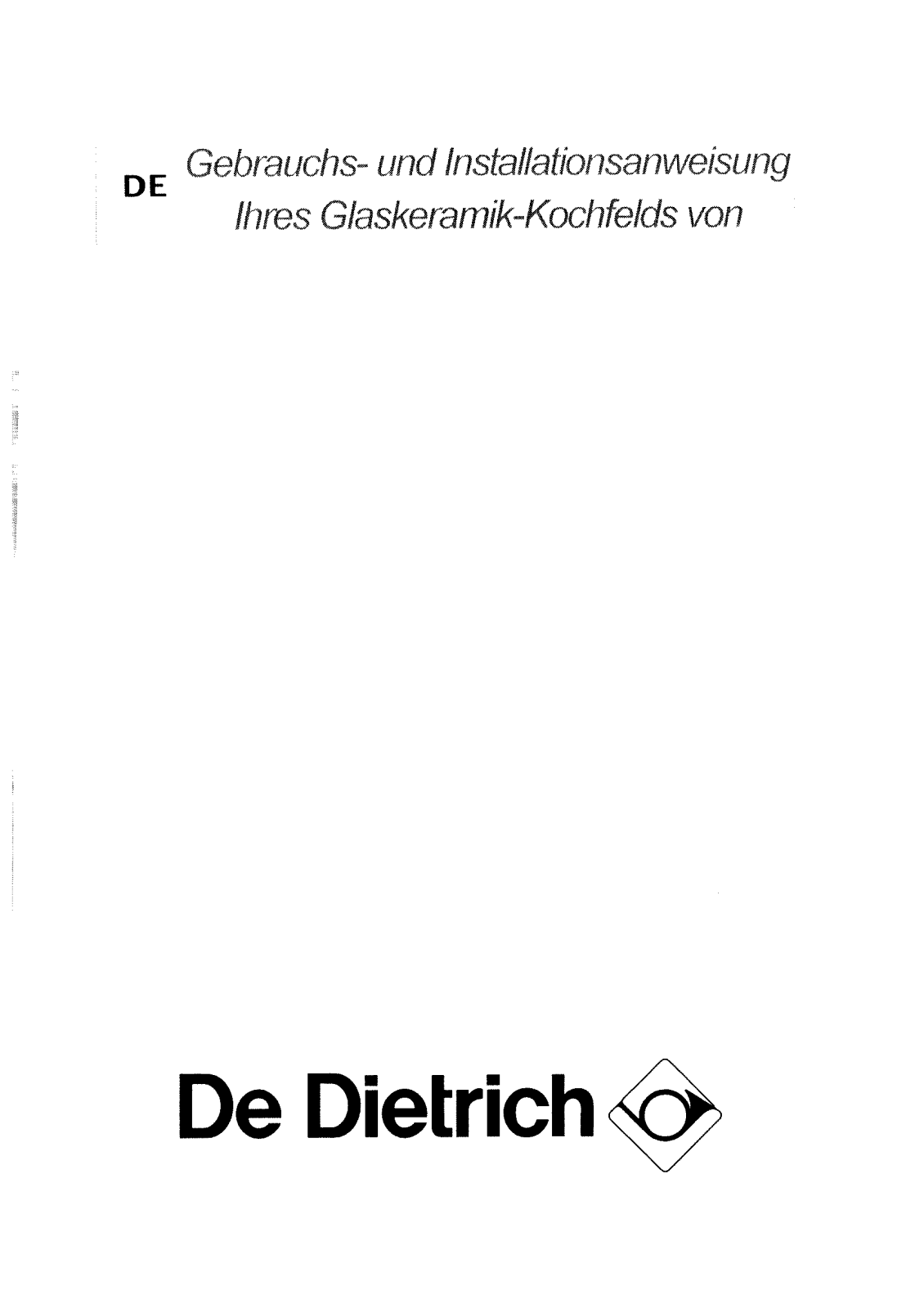 De dietrich DTV113BE1 User and installation Manual