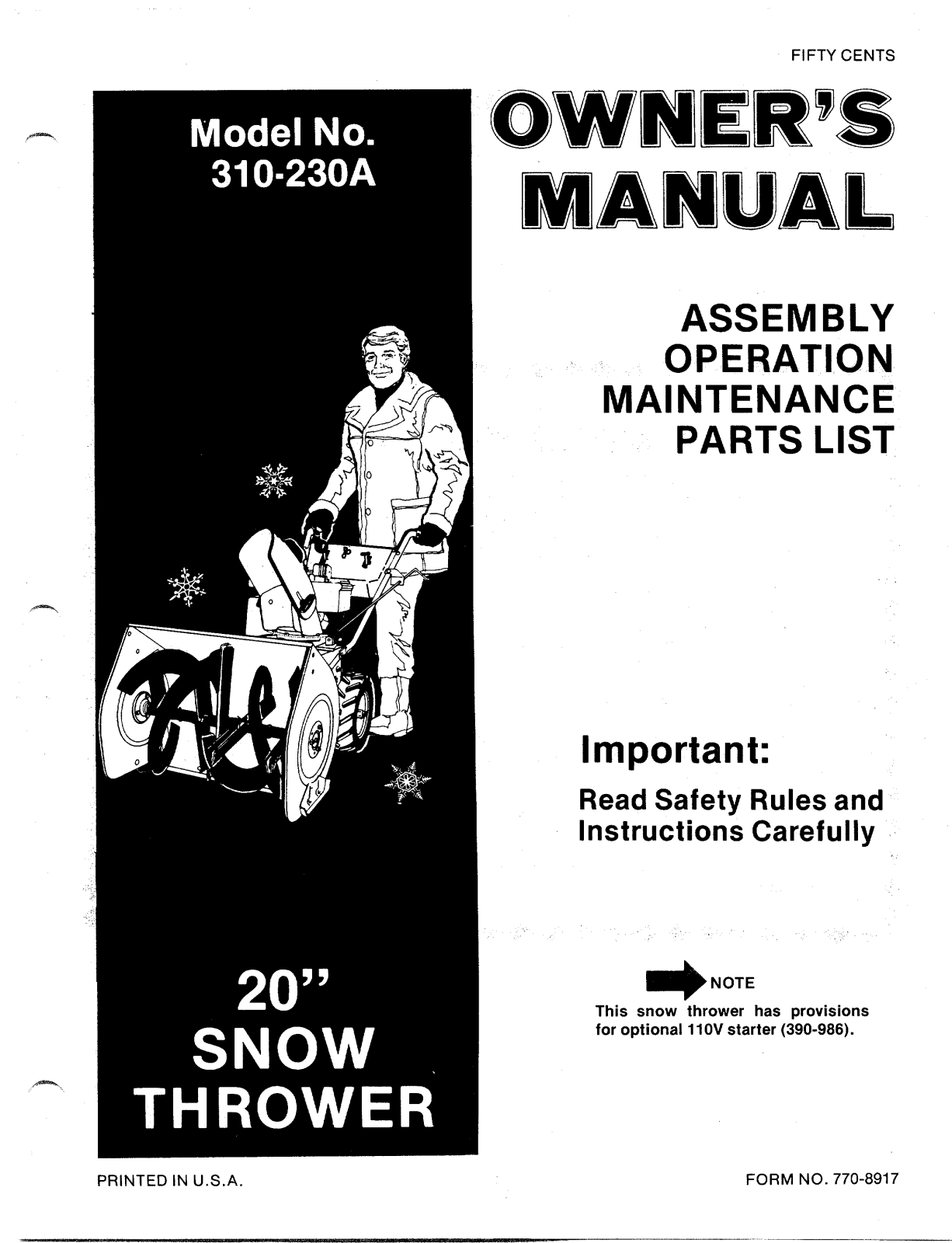 Mtd 310-230A parts list