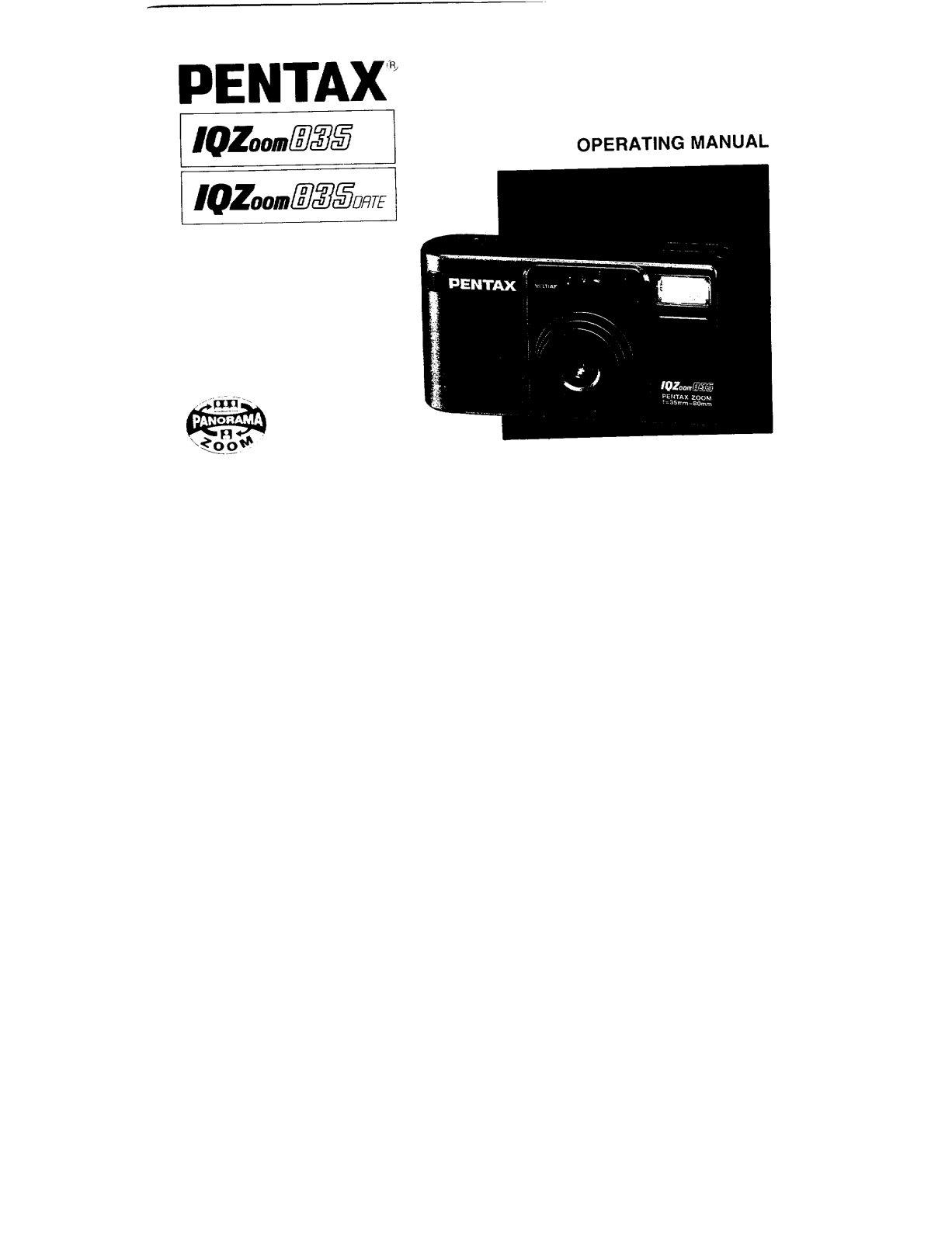 Pentax 835DATE, IQZOOM835 User Manual