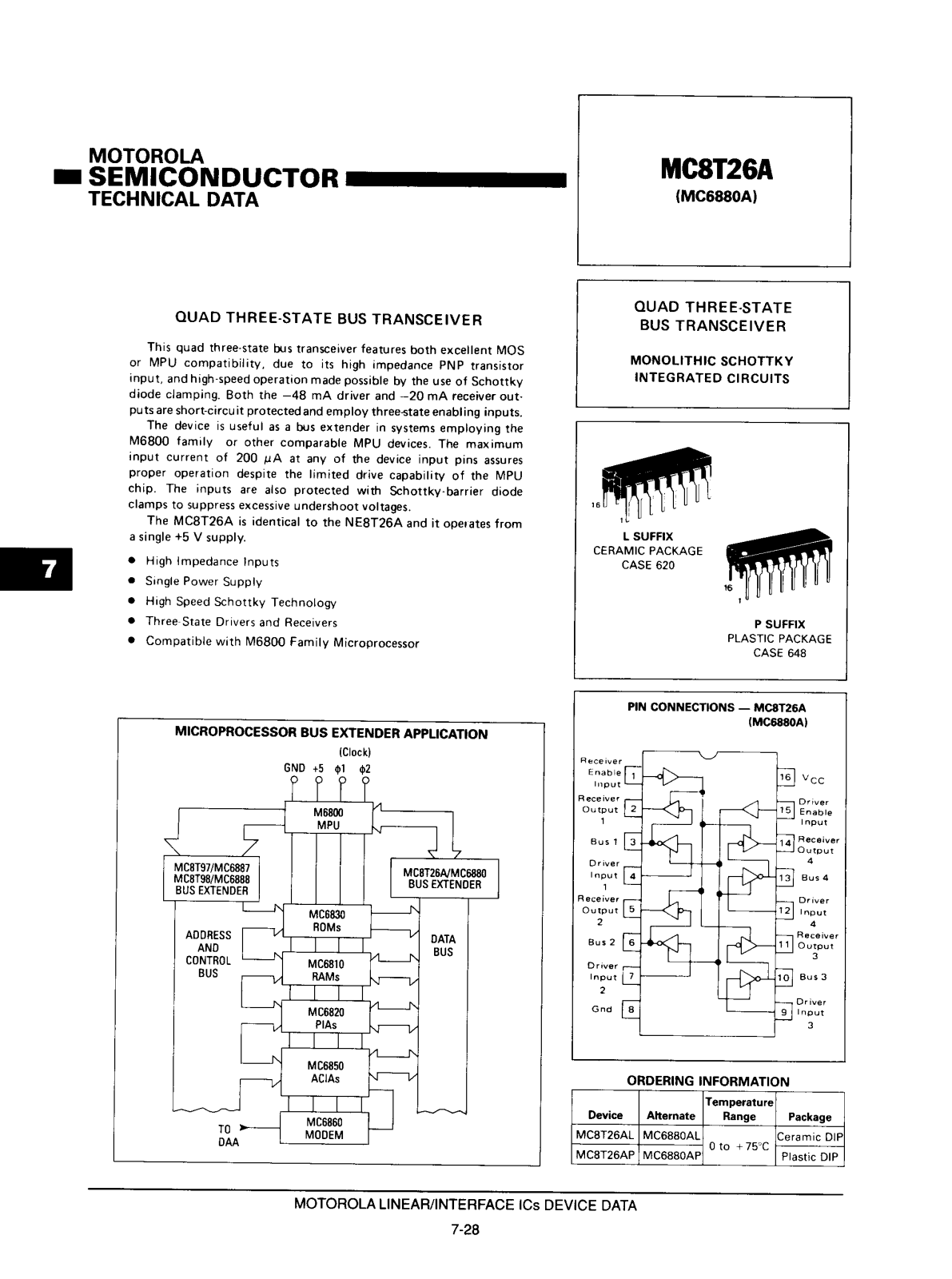 Motorola MC8T26AL, MC8T26AP Datasheet