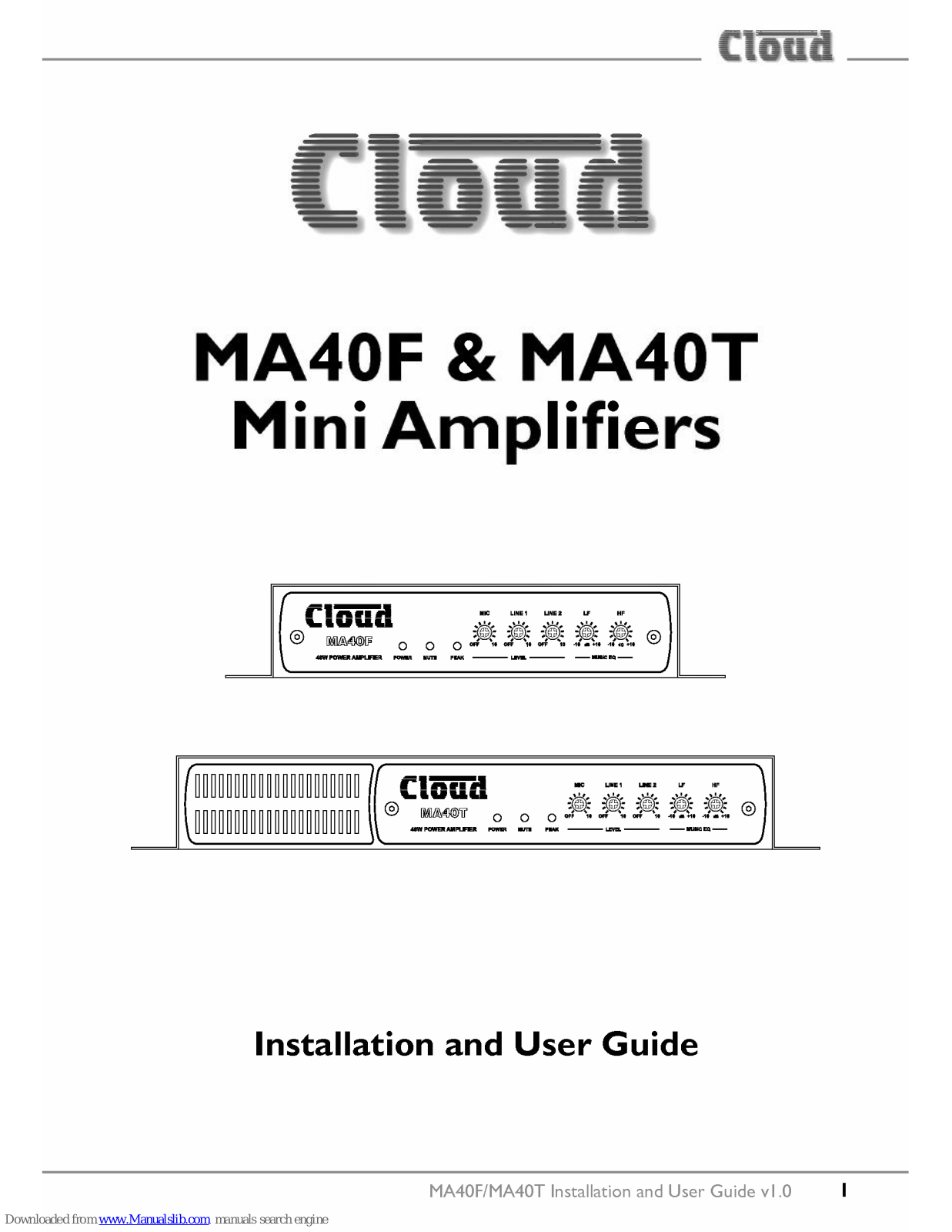 Cloud MA40F, MA40T Installation And User Manual - ManualMachine.com