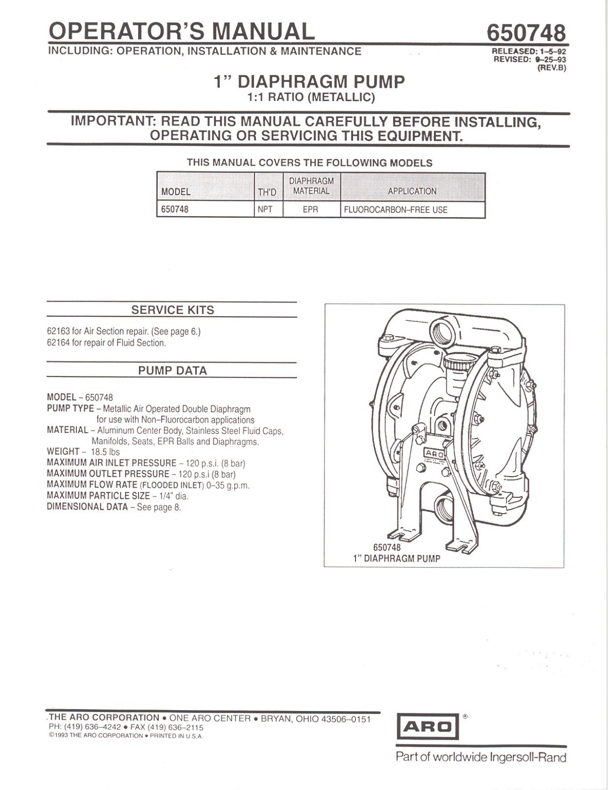 Ingersoll-Rand 650748 User Manual