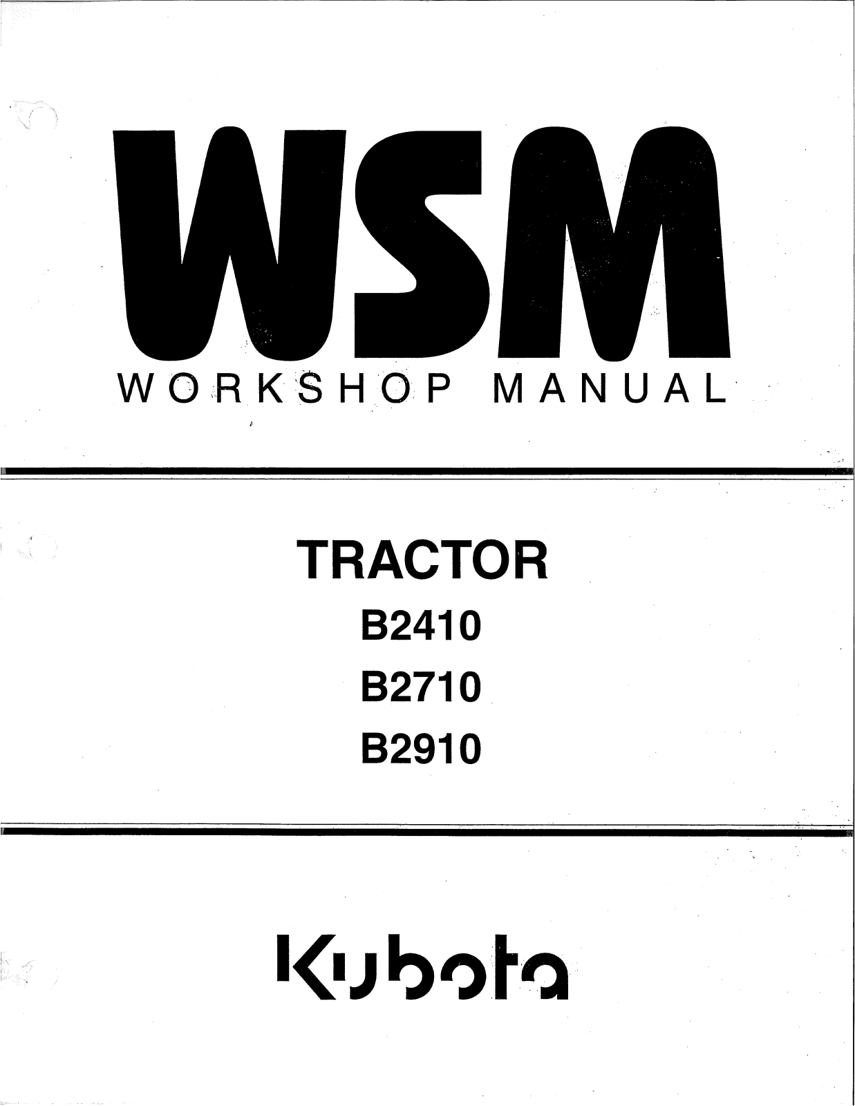 Kubota B2410, B2710, B2910 Service Manual