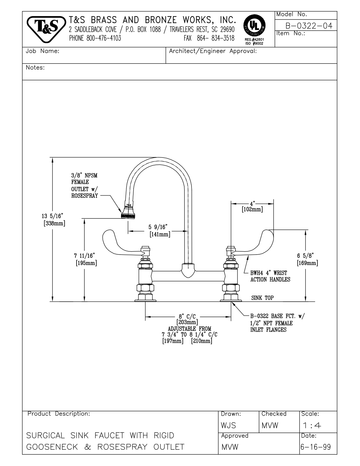 T & S Brass & Bronze Works B-0322-04 General Manual