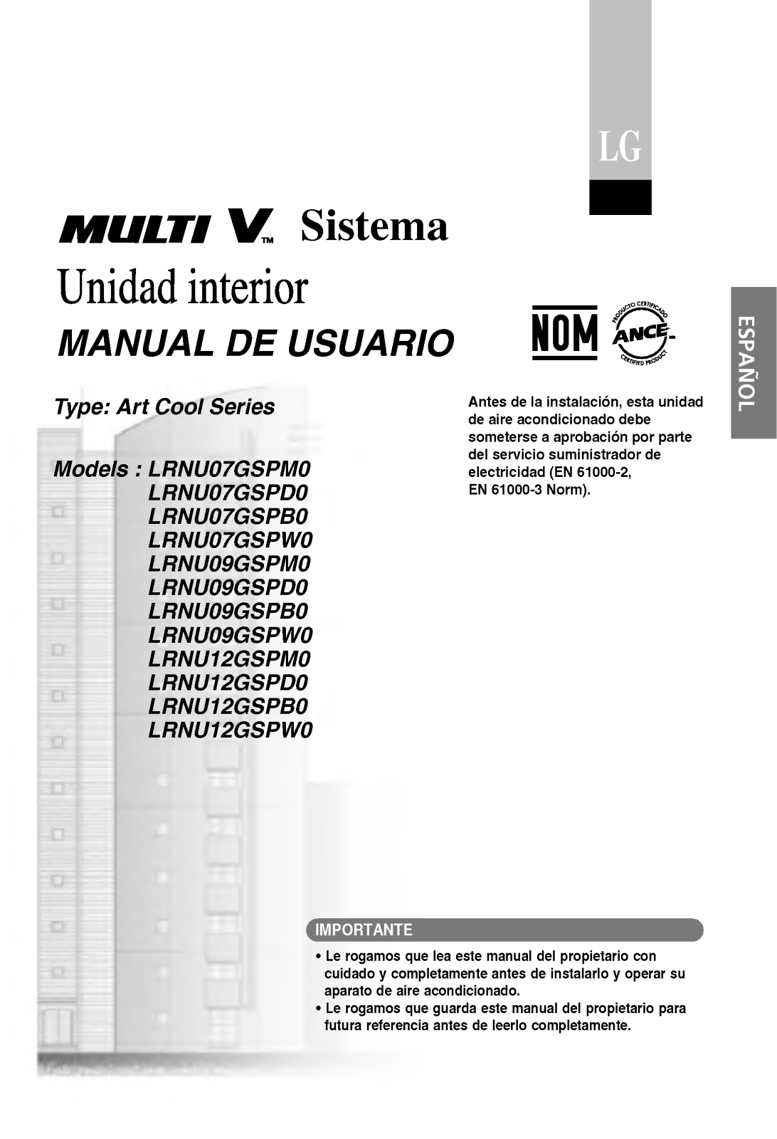 Lg LRNU09GSPM0 User Manual