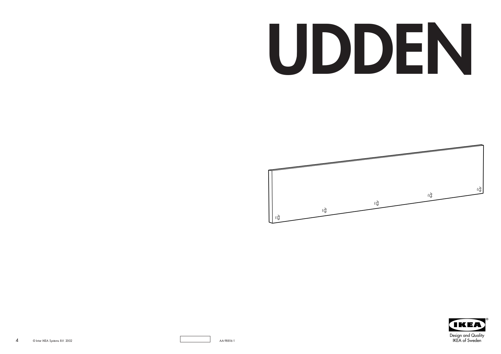 IKEA UDDEN BACK SPLASH 50X13 Assembly Instruction