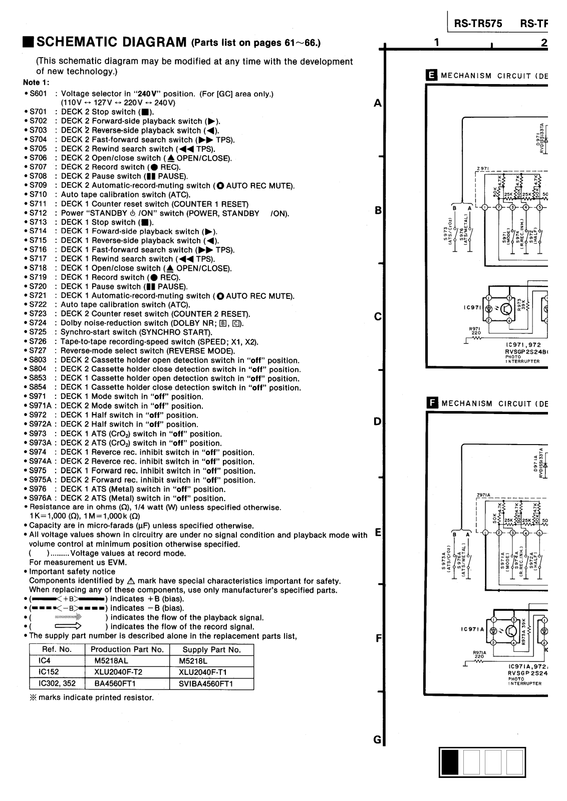 Technics RSTR-575 Schematic