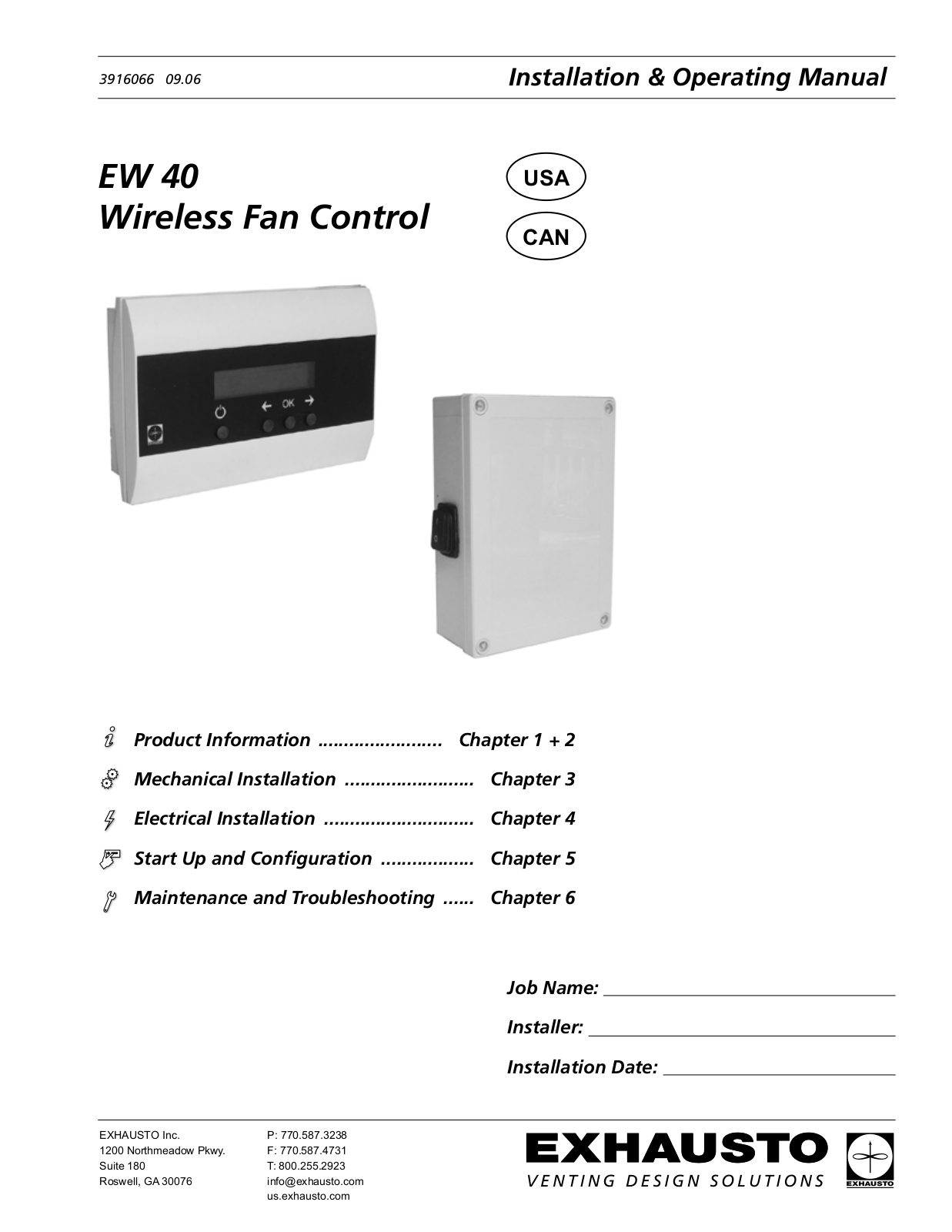 EXHAUSTO EW40US User Manual