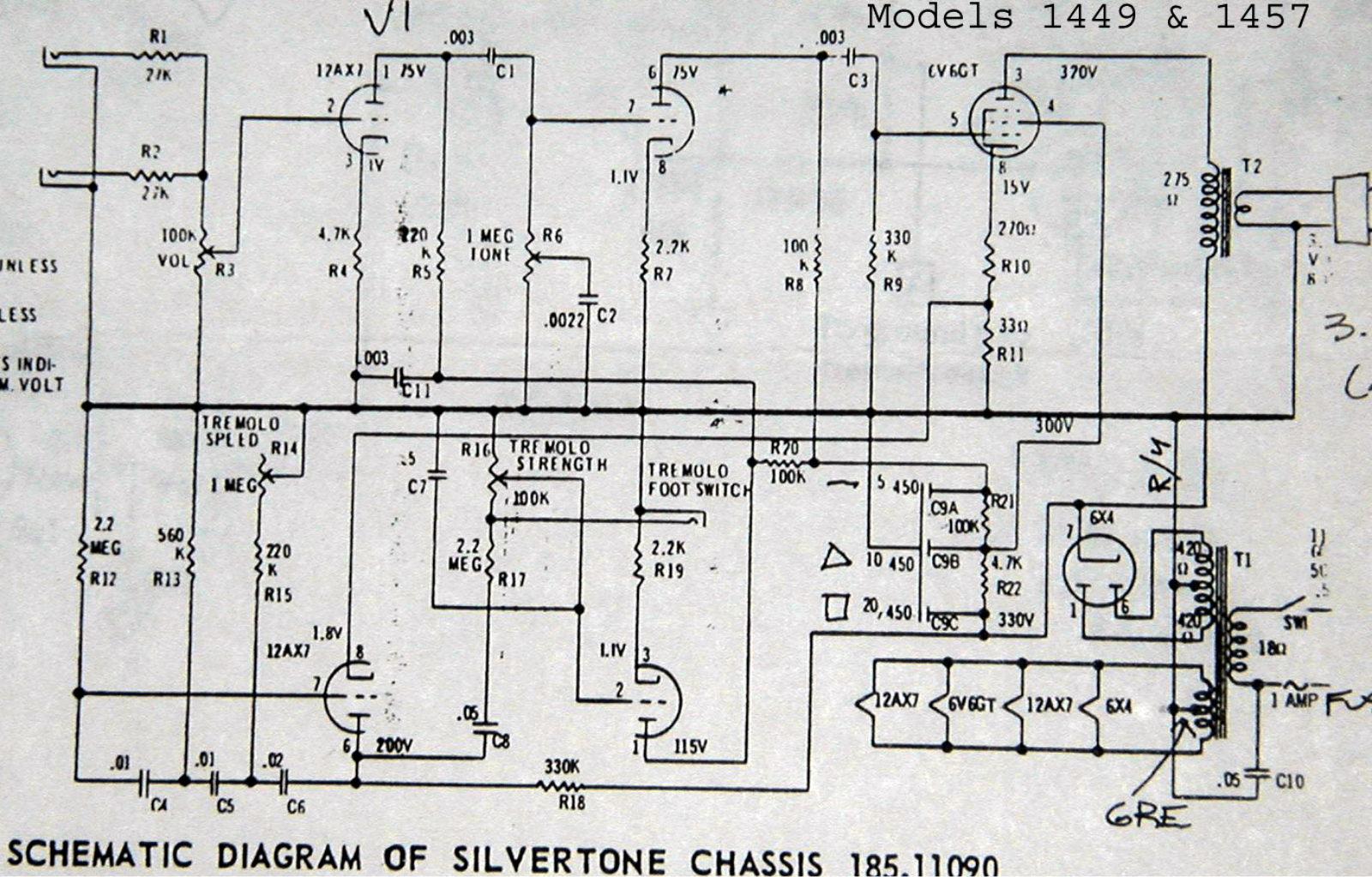 Silvertone 1449, 1457 schematic