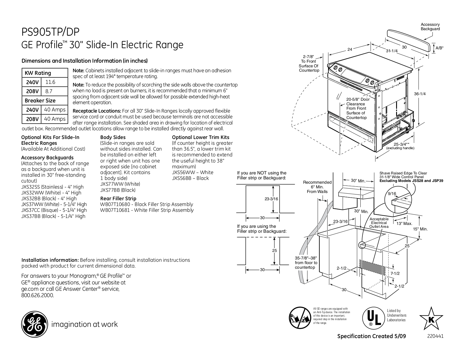 General Electric PS905DPBB User Manual