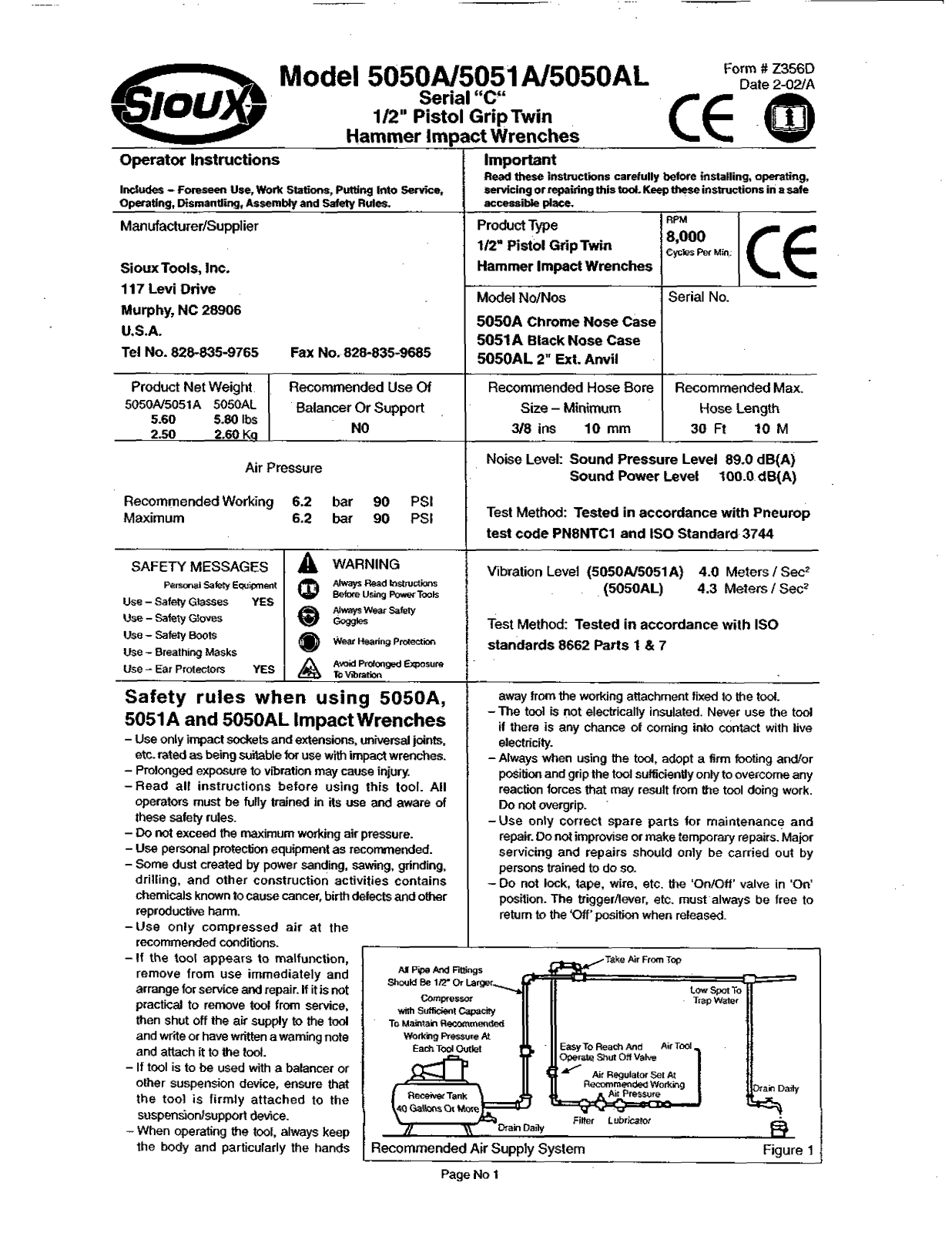 Sioux Tools 5050N5051AL5050AL, 5050AL, 5051A User Manual