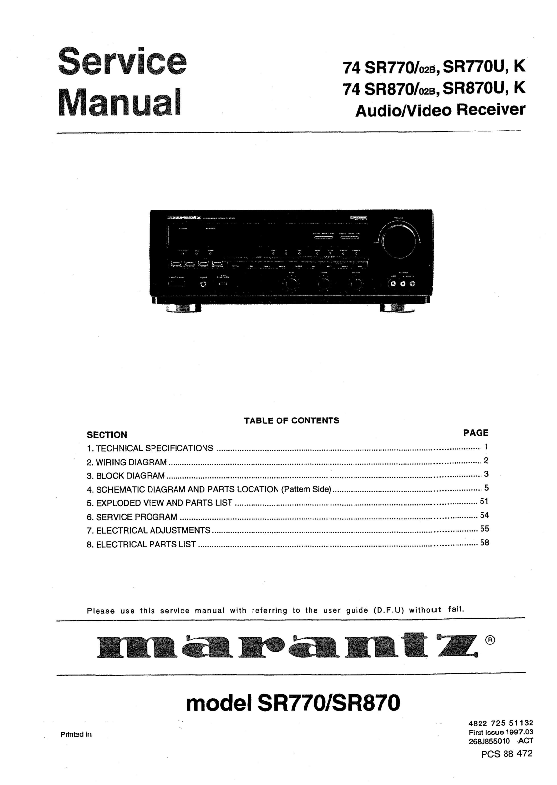 Marantz SR770 Service manual
