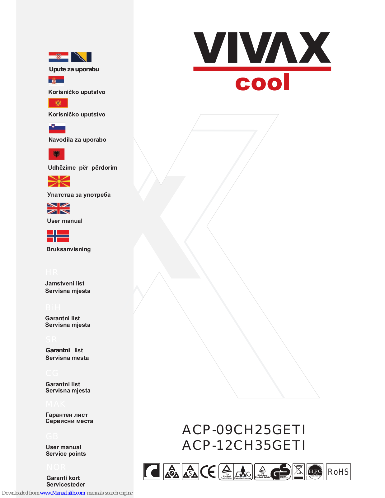 Vivax ACP-09CH25GETI, ACP-12CH35GETI User Manual