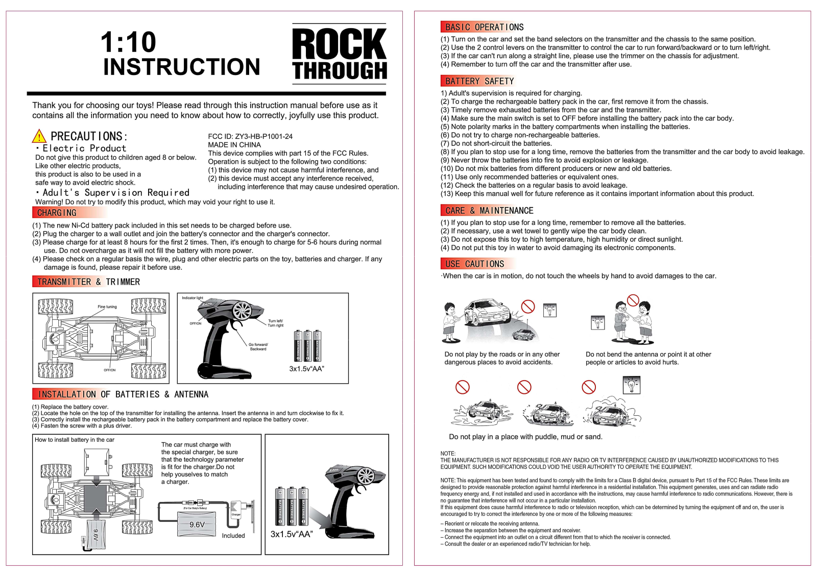 HUANG BO TOYS FACTORY HB P1001 24 User Manual