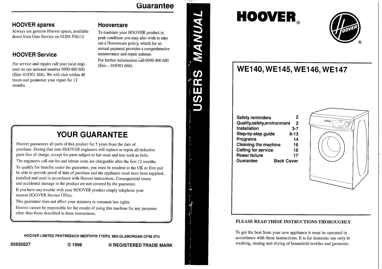 Hoover WE140, WE146, WE147, WE145 Manual