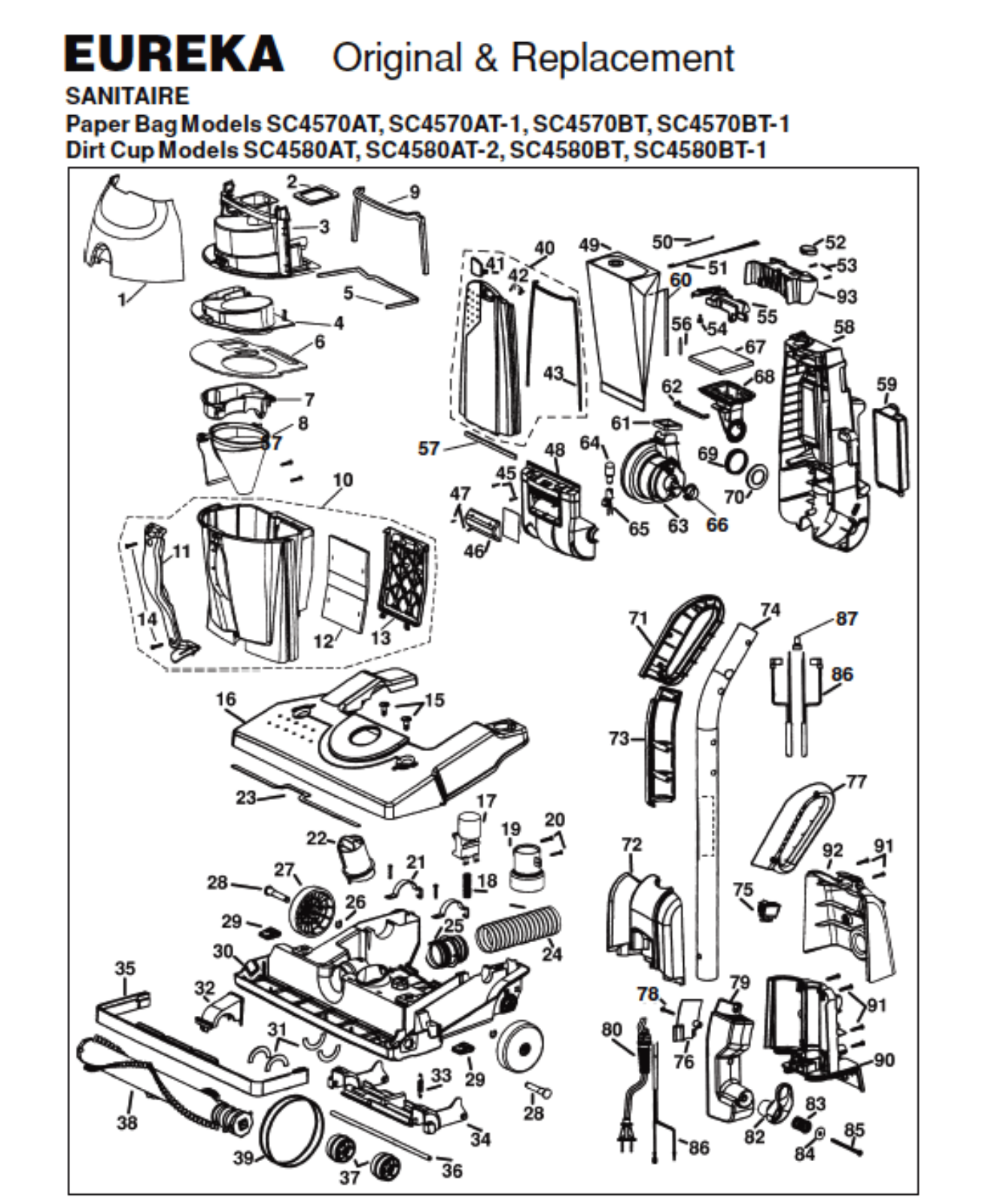 Sanitaire Sc4570bt, Sc4580at, Sc4570at, Sc4580bt Owner's Manual