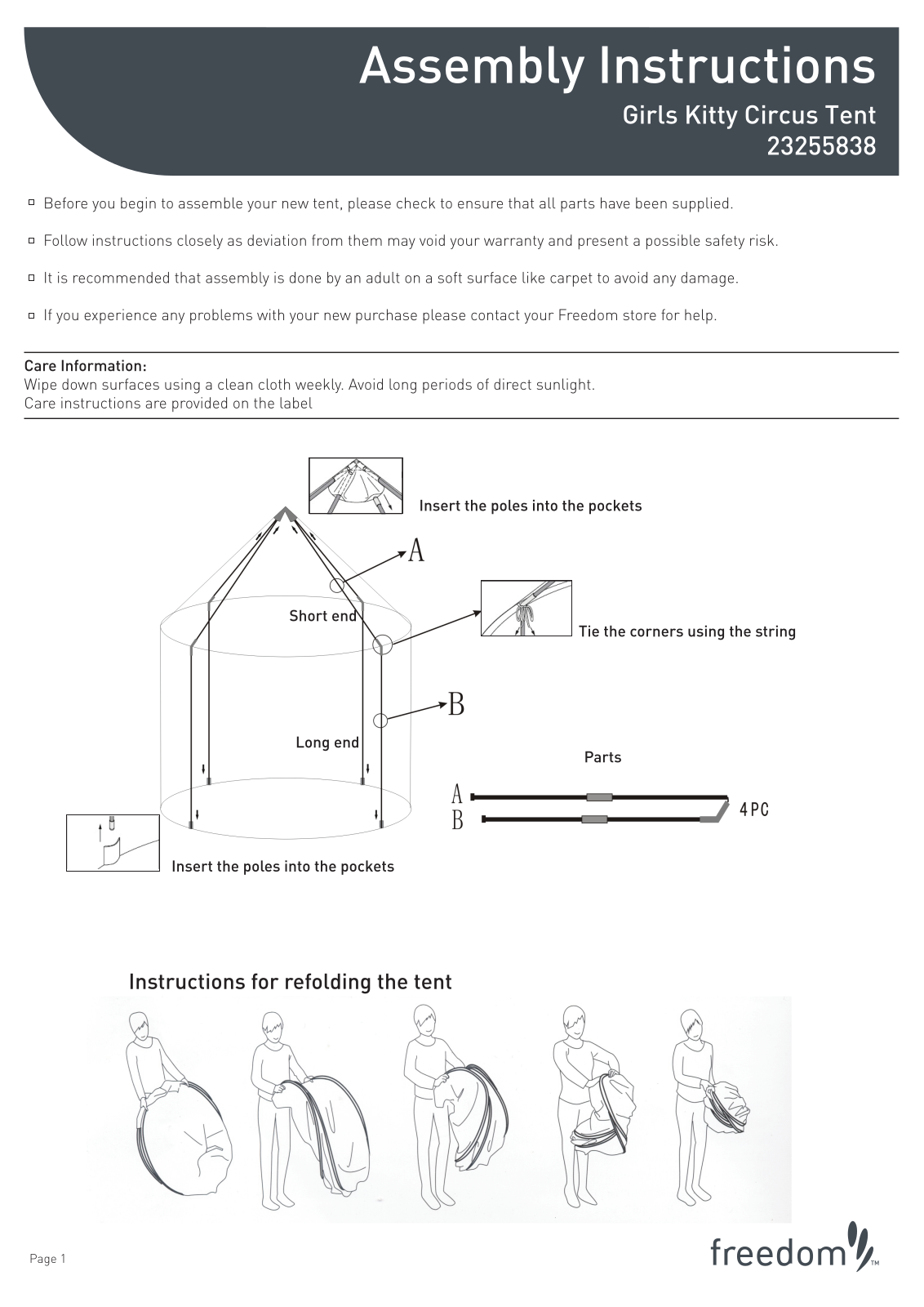 Freedom Kitty circus tent Assembly Instruction