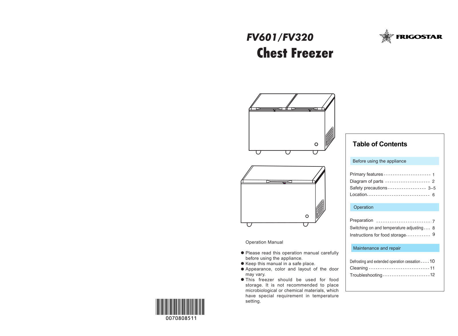 Haier FV601, FV320 User Manual