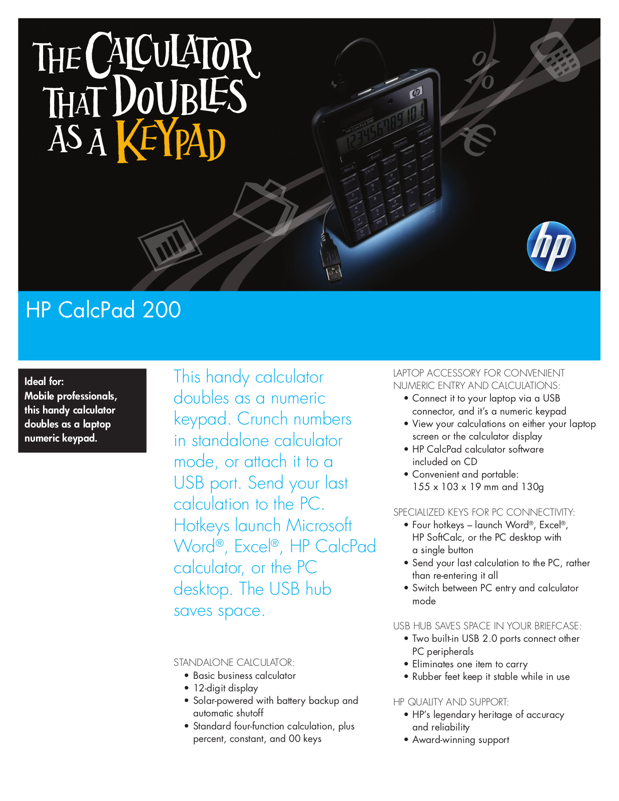 HP CalcPad 200 User Manual