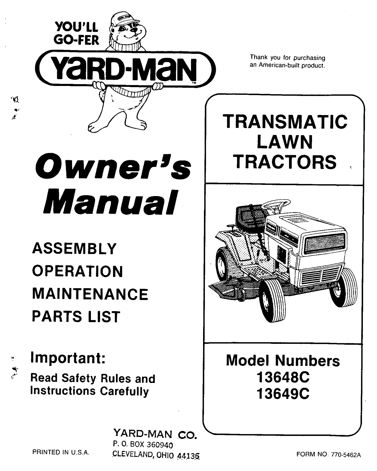 Yard-man 13648C User Manual