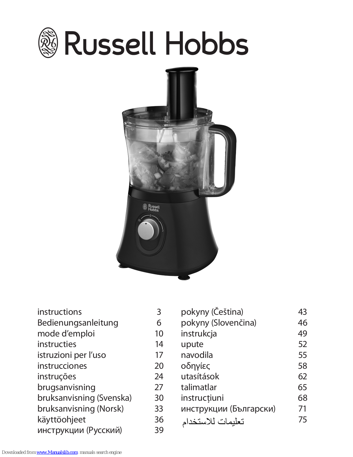 Russell Hobbs T22-5000583, T22-5003473 Instructions Manual