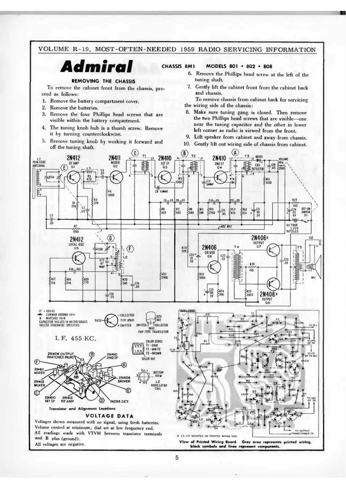 Admiral 8M1 801, 802, 808 Schematic