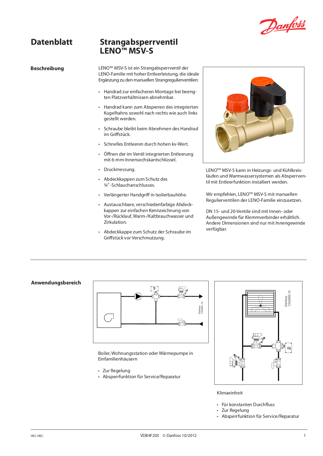 Danfoss LENO MSV-S Data sheet