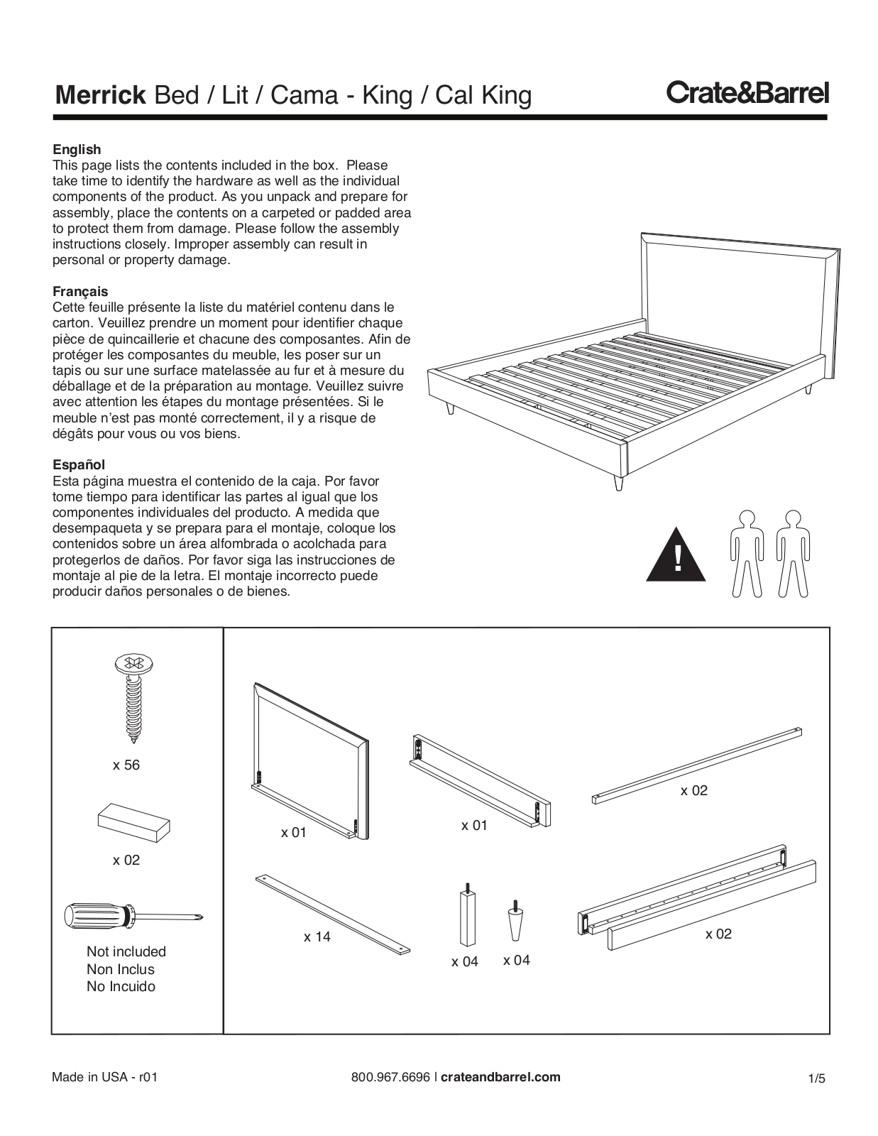 Crate & Barrel Merrick Bed Assembly Instruction