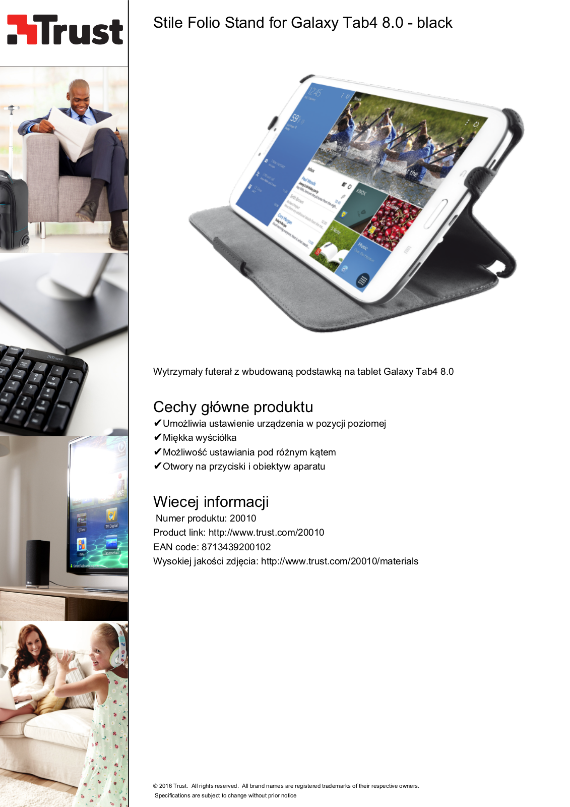 Trust Stile Folio Stand for Galaxy Tab4 8.0 User Manual