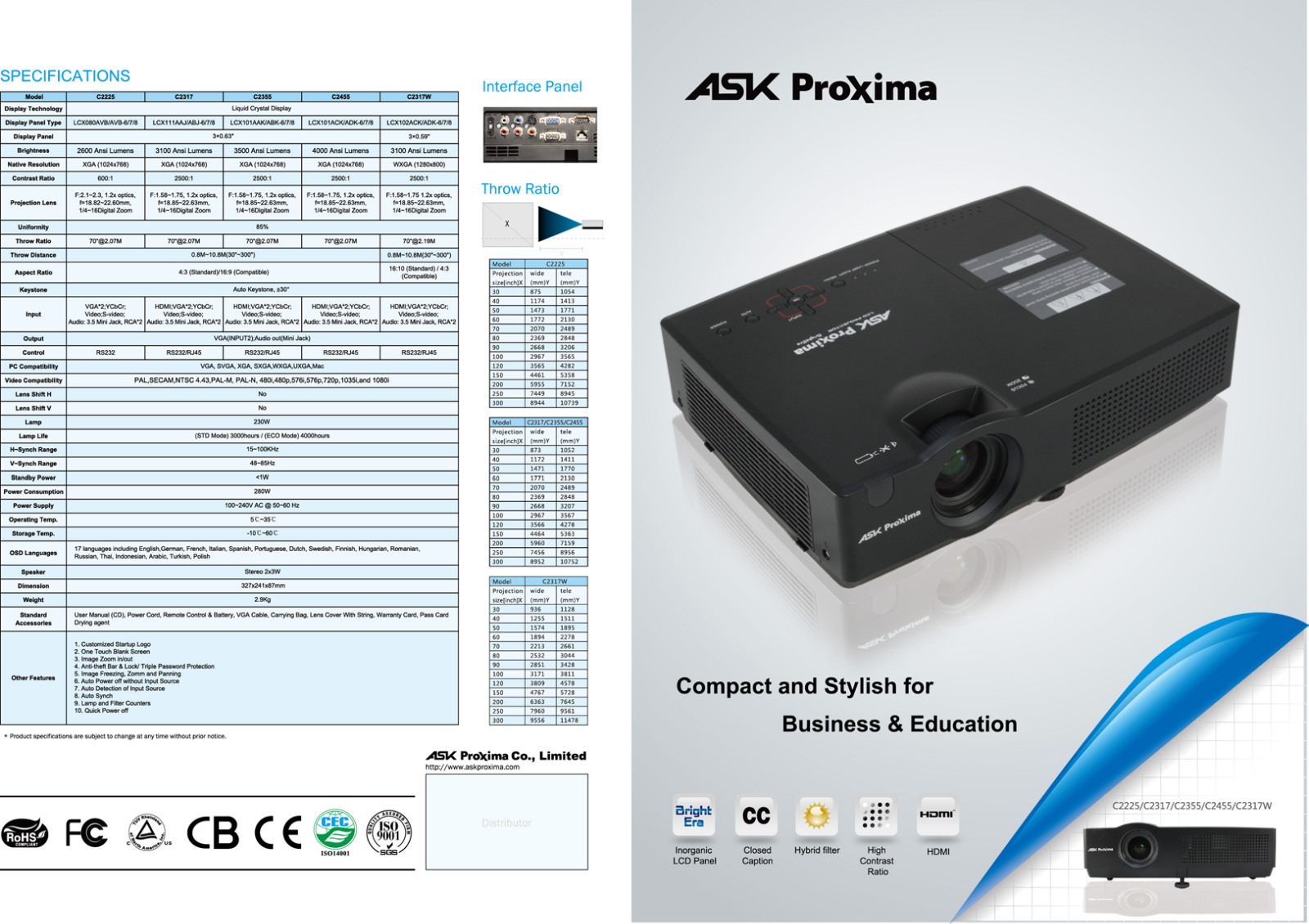 Proxima C2355 Product Sheet