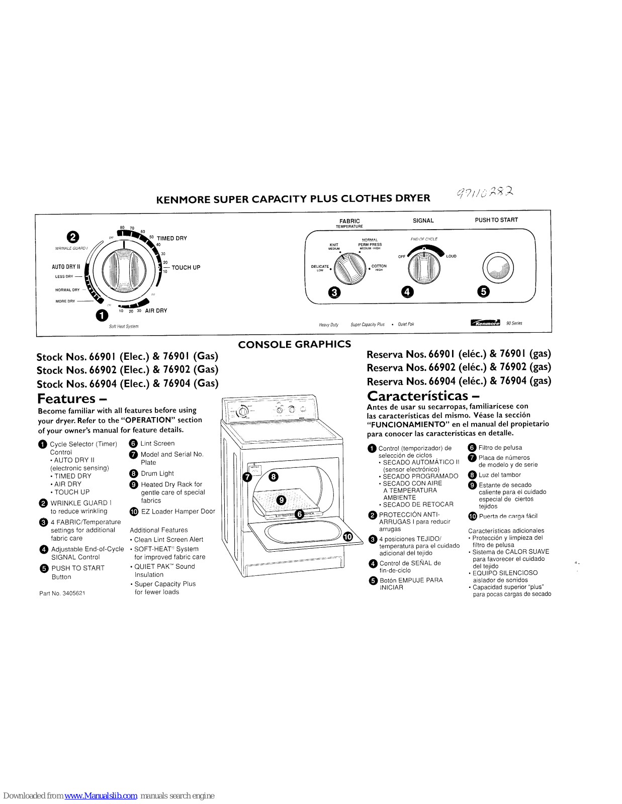 Kenmore Super capacity plus clothes dryer 66901, 76901, 66902, 76902, 66904 User Manual - ManualMachine.com