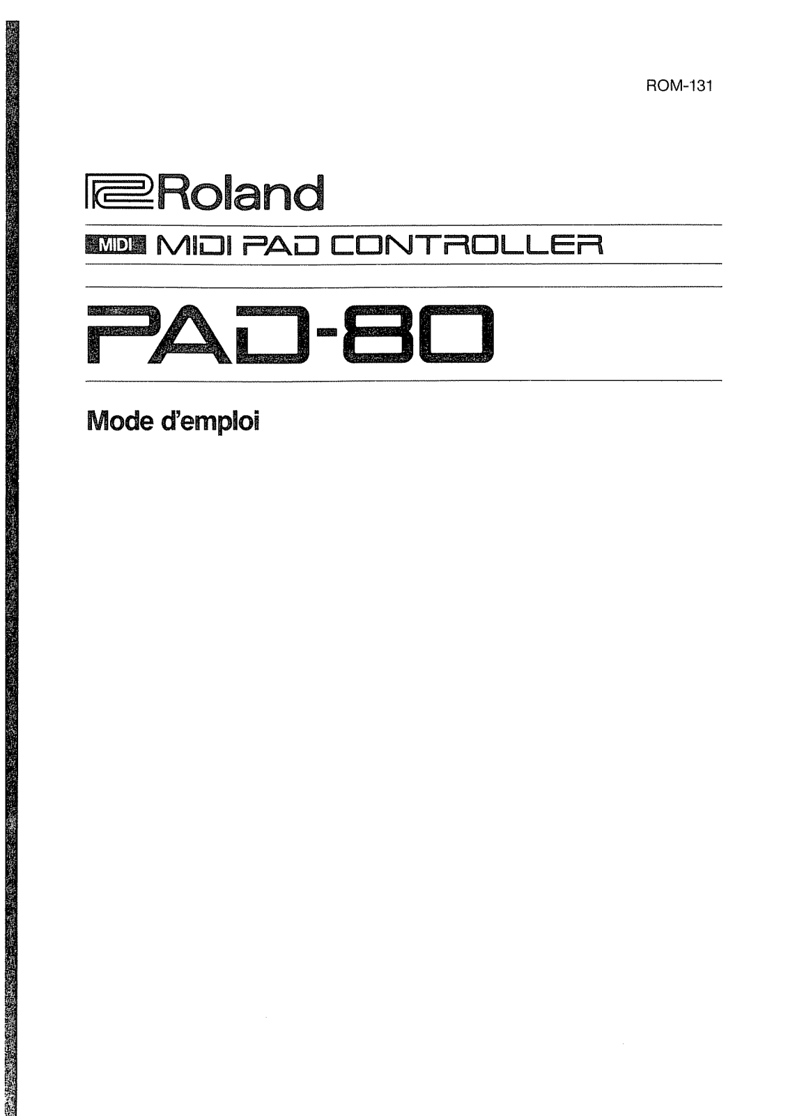 Roland PAD-80 User Manual