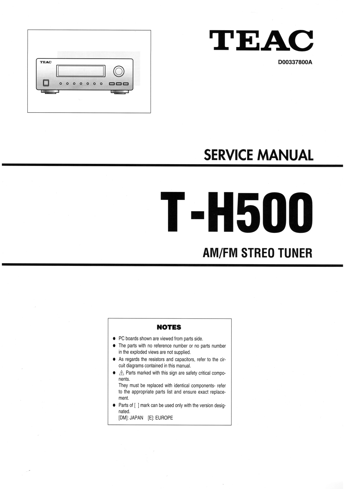 TEAC T-H-500 Service manual