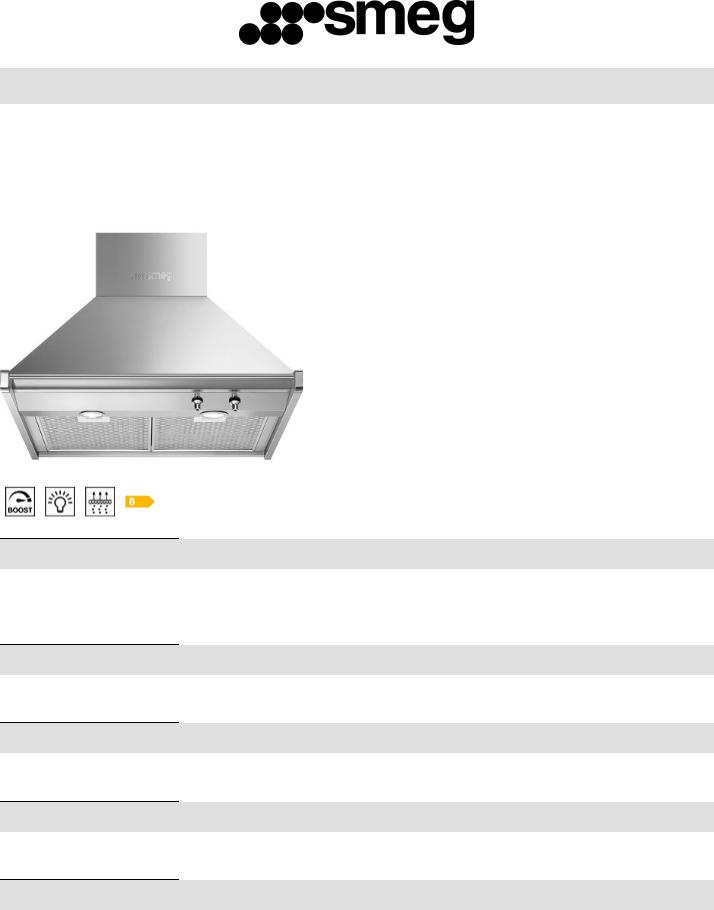 Smeg KD70XE Product Information Sheet