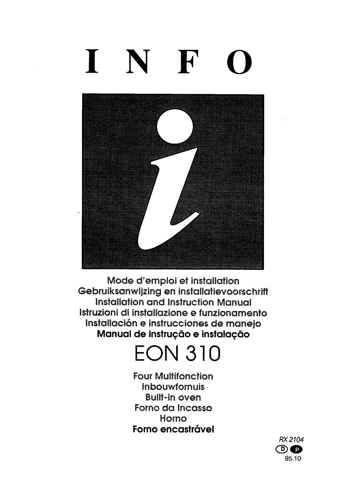 AEG EON310B, EON310, EON310X, EON304, EOB314B Manual