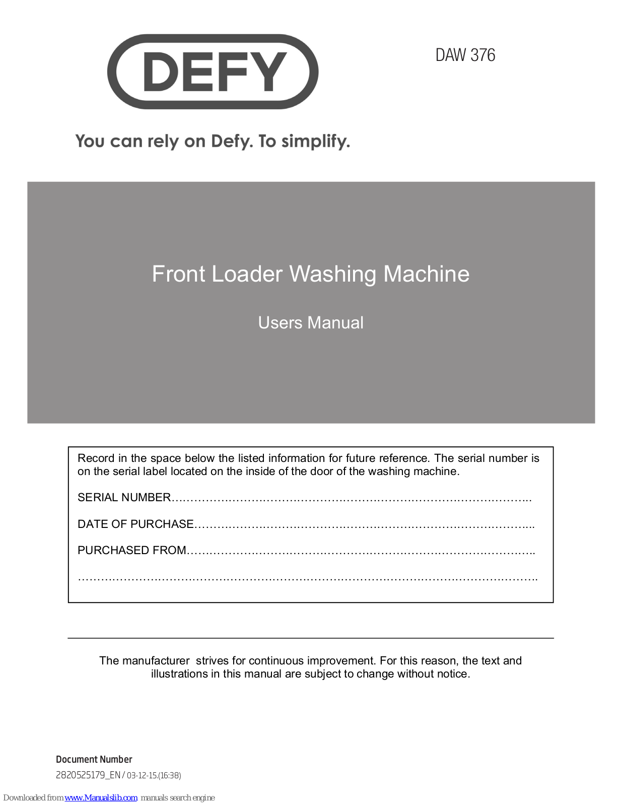 Defy DAW 376 User Manual