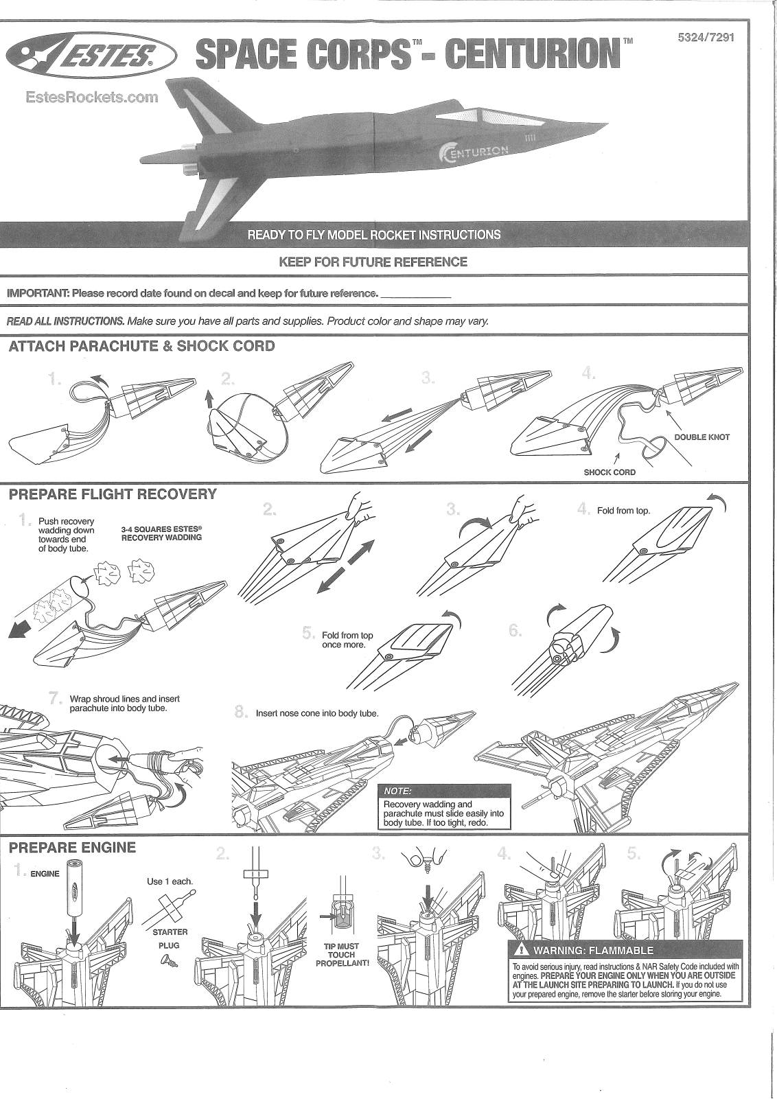 Estes Space Corps Centurion, 5324, 7291 User guide - ManualMachine.com