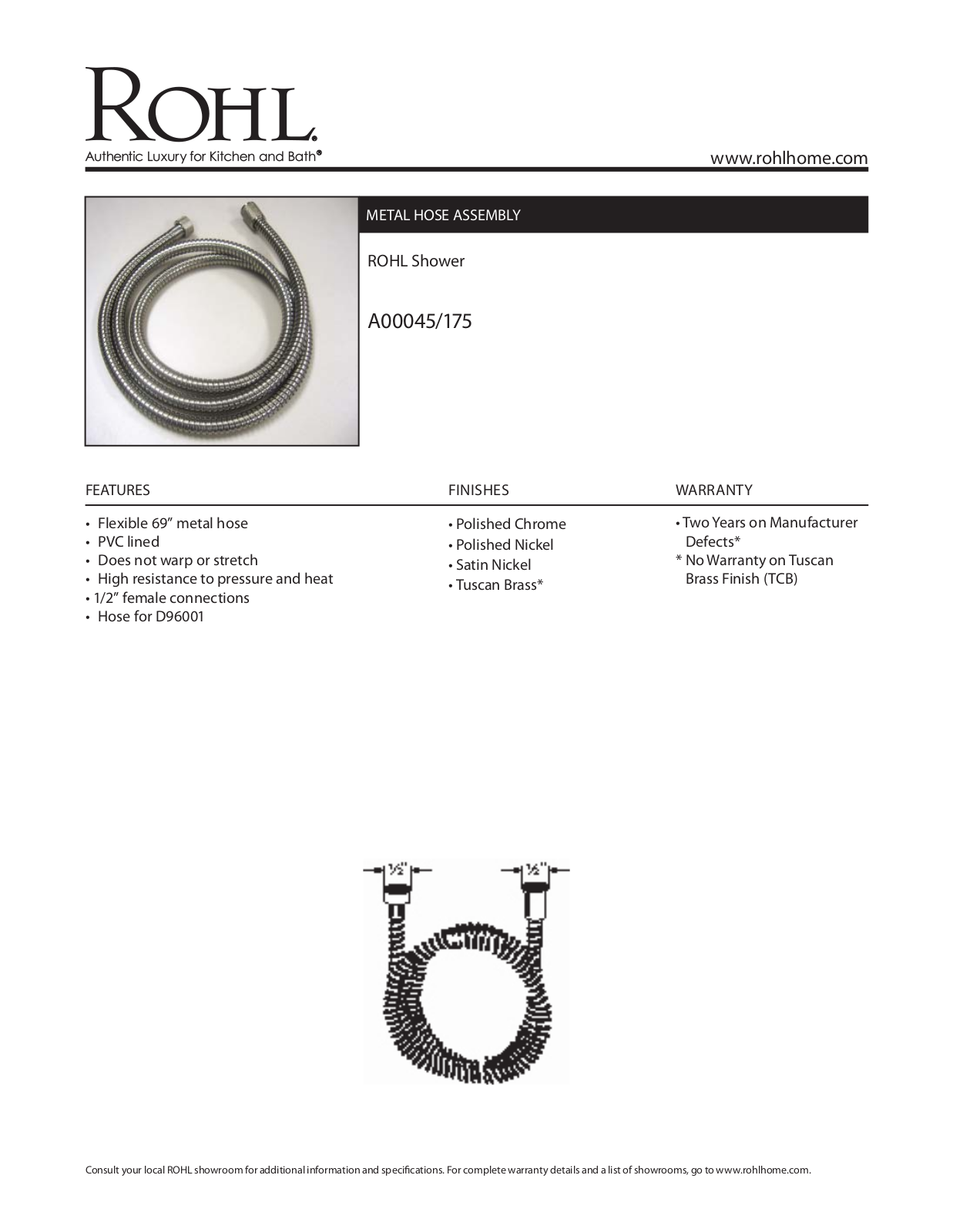 Rohl A00045175TCB Specifications