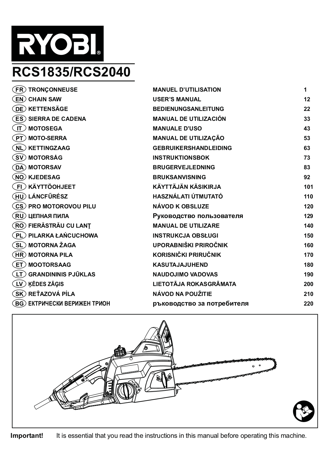 RYOBI RCS18352C, RCS36 User Manual