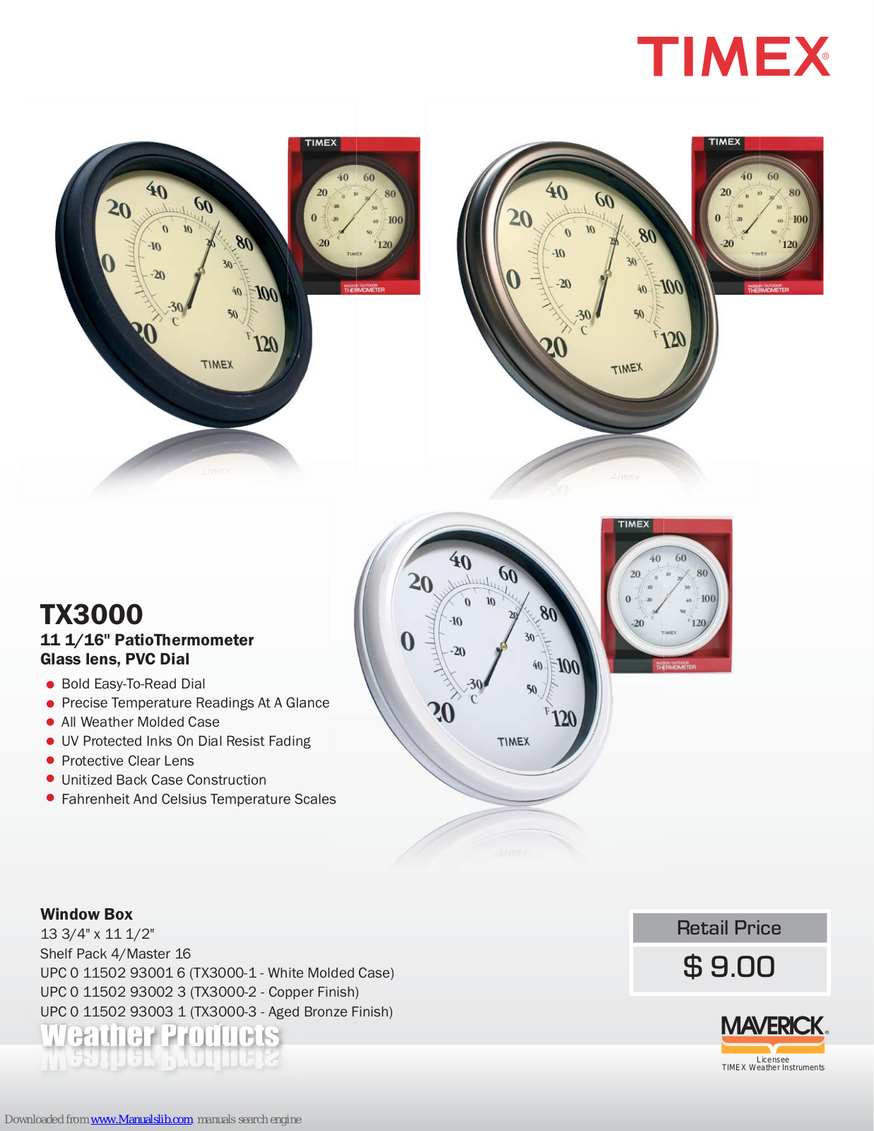 Timex TX3000 Specification Sheet - ManualMachine.com