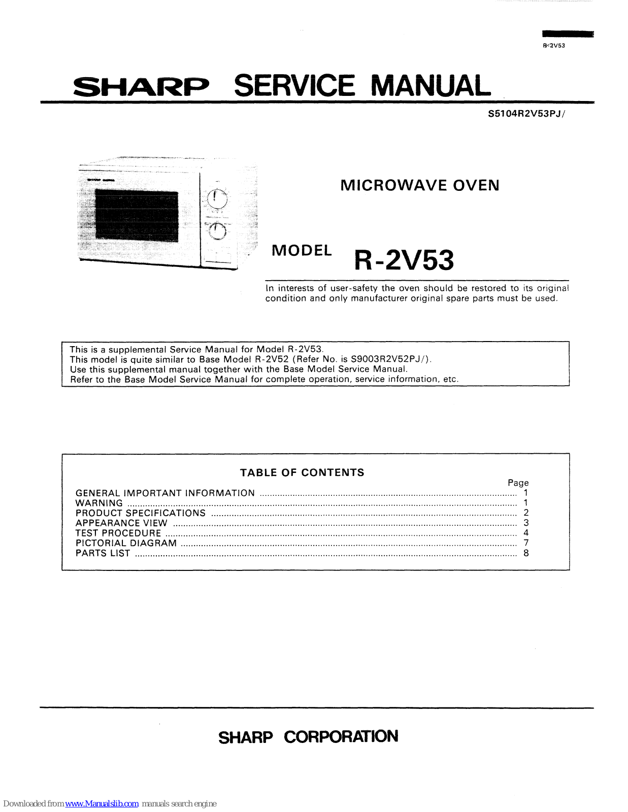 Sharp R-2V53 Service Manual - ManualMachine.com