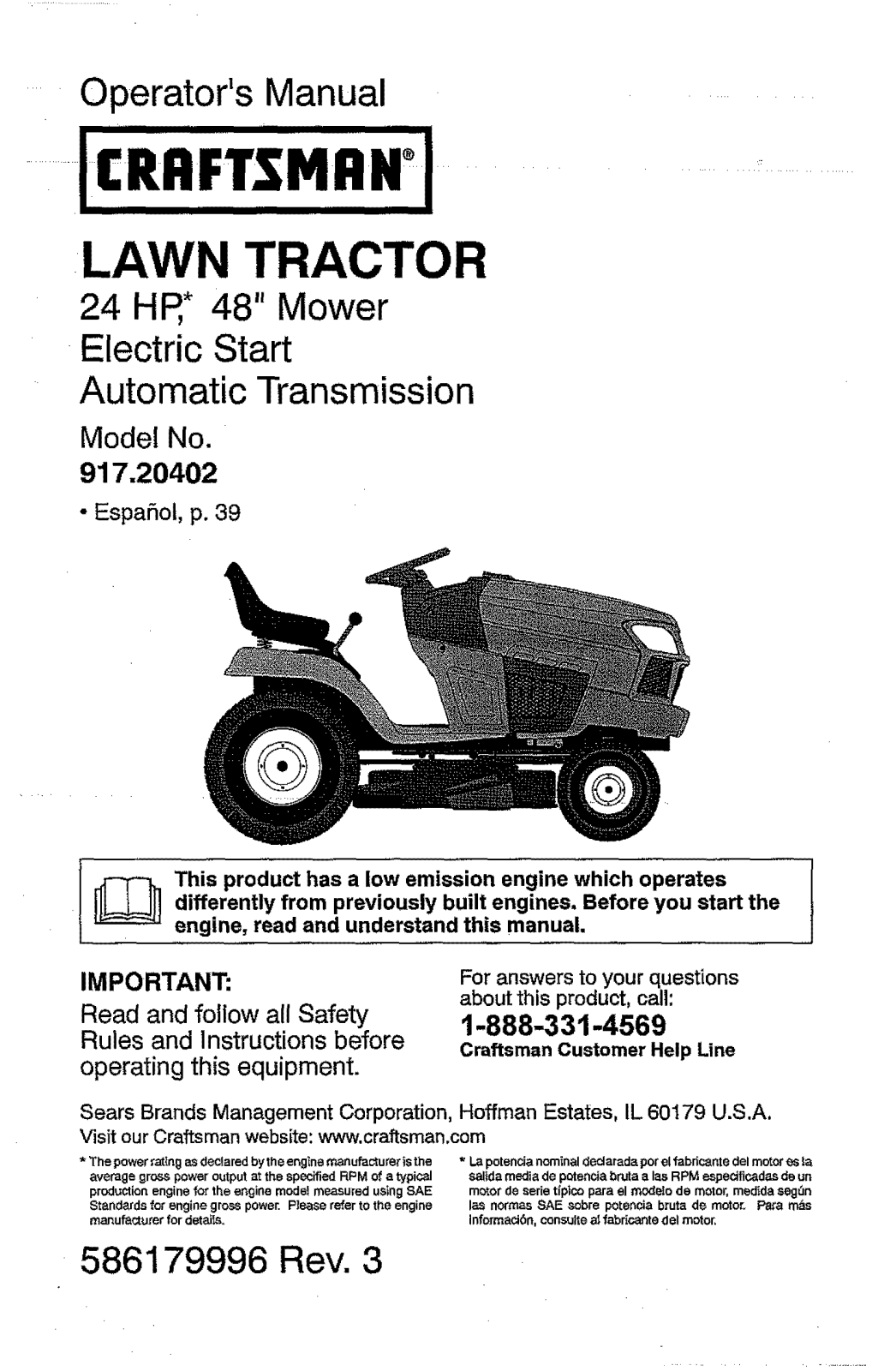 Craftsman 917204020 Owner’s Manual