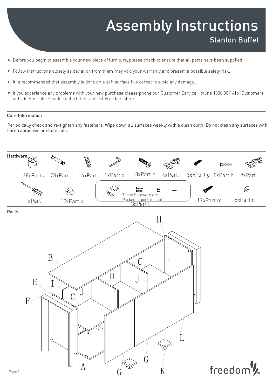 Freedom Stanton Buffet Assembly Instruction