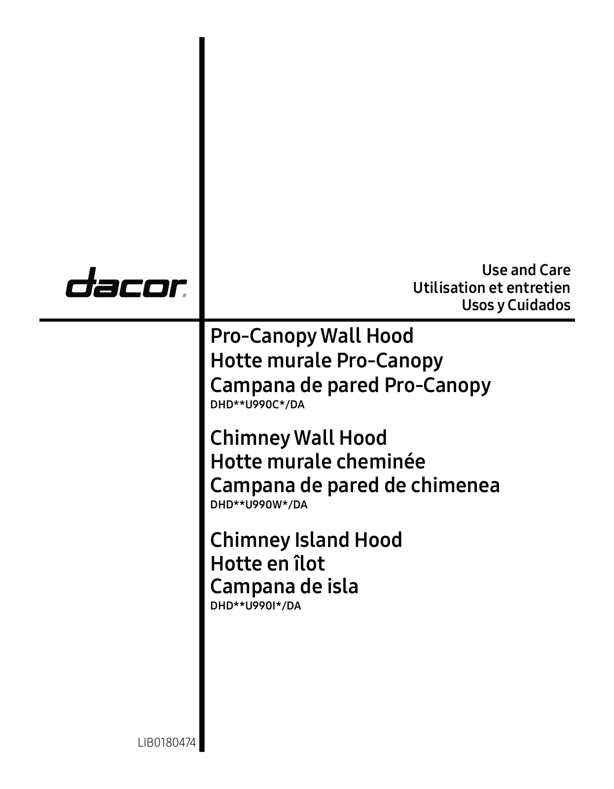 DACOR DHD30U990CM, DHD30U990WS, DHD48U990CS, DHD54U990IM, DHD42U990IS User guide