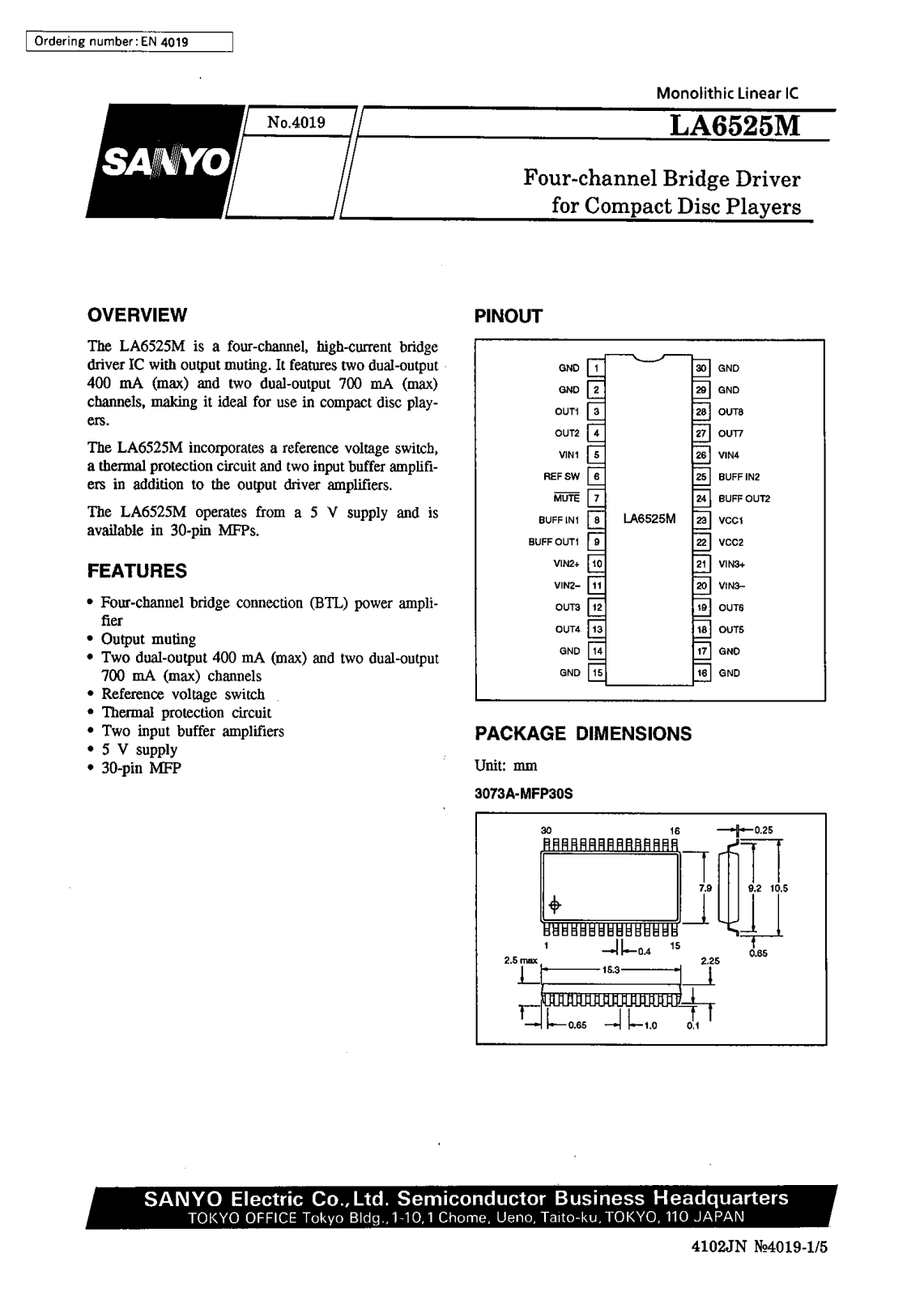 SANYO LA6525M Datasheet