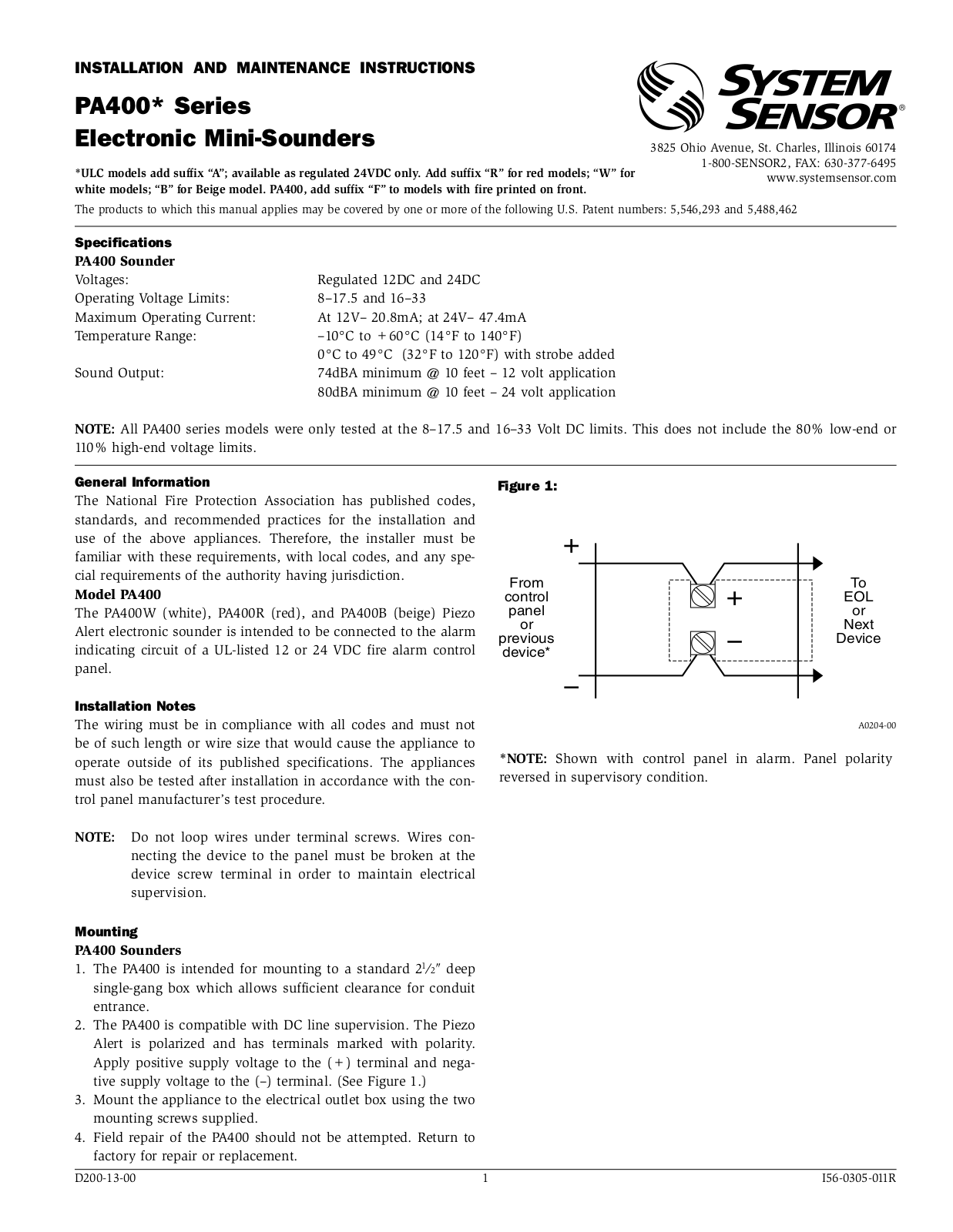 System Sensor PA400 User Manual